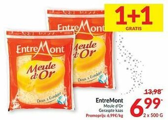Intermarché Entremont meule d’or geraspte kaas aanbieding