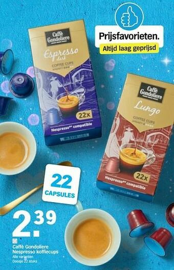 Albert Heijn Caffè gondoliere nespresso koffiecups aanbieding