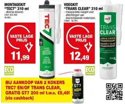 Hubo Tec7 montagekit 310ml wit aanbieding