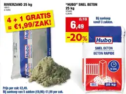 Hubo Hubo rivierzand 0-2 mm 25kg aanbieding