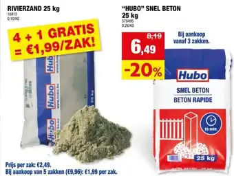Hubo Hubo rivierzand 0-2 mm 25kg aanbieding