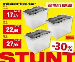 Hubo Sunware Onyx opbergbox 40l transparant/antraciet 3 stuks aanbieding
