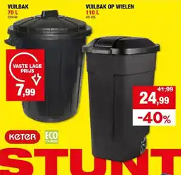Hubo Keter vuilbak op wielen 110l zwart aanbieding