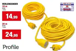 Hubo Profile Verlengsnoer 20m 3G 1,5mm² geel aanbieding