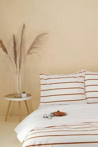 HEMA HEMA Dekbedovertrek Zacht Katoen Streep Wit (wit) aanbieding