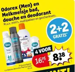 Kruidvat Odorex (Men) en Melkmeisje bad douche en deodorant aanbieding
