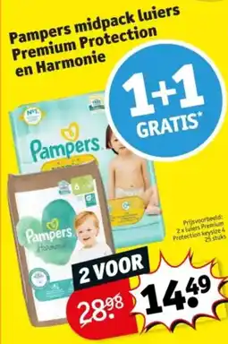 Kruidvat Pampers midpack luiers Premium Protection en Harmonie aanbieding