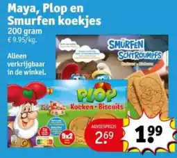Kruidvat Maya Plop en Smurfen koekjes aanbieding