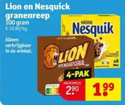 Kruidvat Lion en Nesquick granenreep aanbieding