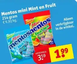 Kruidvat Mentos mini Mint en Fruit aanbieding