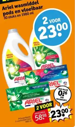Kruidvat Ariel wasmiddel pods en vloeibaar aanbieding