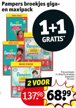 Kruidvat Pampers broekjes giga en maxipack aanbieding