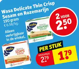 Kruidvat Wasa Delicate Thin Crisp Sesam en Rozemarijn aanbieding