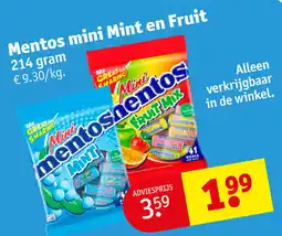Kruidvat Mentos mini Mint en Fruit aanbieding
