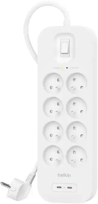 Coolblue Belkin Surge Protection 8 Outlet 2 Meter Dual Usb C 30W PD Wit aanbieding