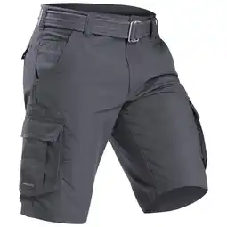 Decathlon Cargoshort voor backpacken heren Travel 500 grijs aanbieding