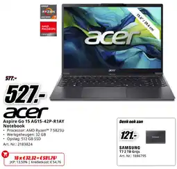 MediaMarkt Acer Aspire Go 15 AG15-42P-R1AY Notebook aanbieding