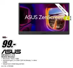 MediaMarkt Asus MB169CK C LCD Mobile Monitor aanbieding