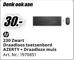 MediaMarkt HP 230 Zwart Draadloos toetsenbord AZERTY + Draadloze muis aanbieding
