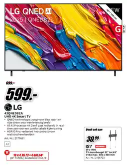 MediaMarkt LG 43QNED82A UHD 4K Smart TV aanbieding