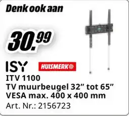 MediaMarkt ISY TV muurbeugel 32" tot 65" VESA max. 400 x 400 mm aanbieding