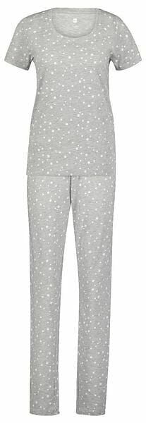 HEMA Dames Pyjama Katoen Sterren Grijsmelange (grijsmelange)