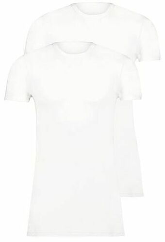 HEMA HEMA Heren T-shirt Slim Fit O-neck Naadloos Bamboe - 2 Stuks Wit (wit) aanbieding
