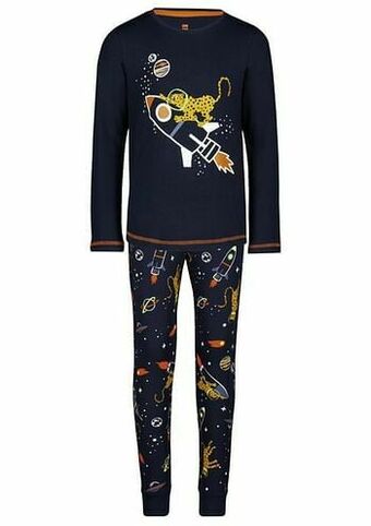 HEMA HEMA Kinderpyjama Katoen/stretch Cheetah Donkerblauw (donkerblauw) aanbieding