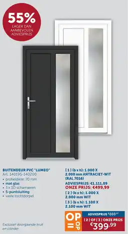 Zelfbouwmarkt Buitendeur pvc "lumeo" aanbieding