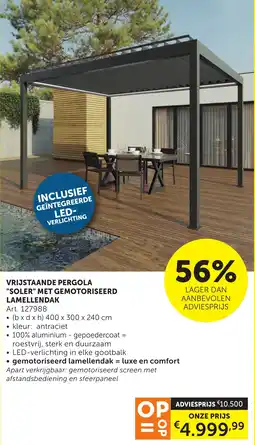 Zelfbouwmarkt Vrijstaande pergola "soler" met gemotoriseerd lamellendak aanbieding