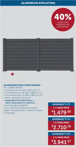 Zelfbouwmarkt Aluminium afsluiting havana aanbieding