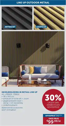 Zelfbouwmarkt Gevelbekleding in metaal line up aanbieding