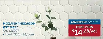 Zelfbouwmarkt Mozaiek "hexagon wit mat" aanbieding