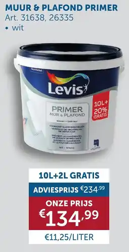 Zelfbouwmarkt Levis muur & plafond primer aanbieding