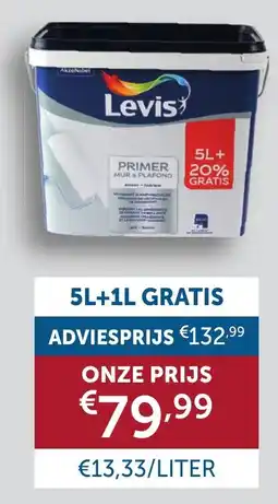 Zelfbouwmarkt Levis muur & plafond primer aanbieding