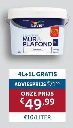 Zelfbouwmarkt Levis muur- en plafondverf aanbieding