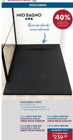 Zelfbouwmarkt Douchebak miro aanbieding