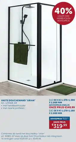 Zelfbouwmarkt Vaste douchewand urian aanbieding
