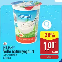 ALDI Milsani Volle natuuryoghurt aanbieding