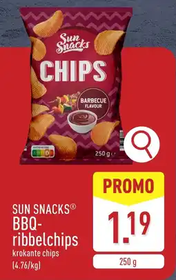 ALDI Sun Snacks BBQ Ribbelchips aanbieding