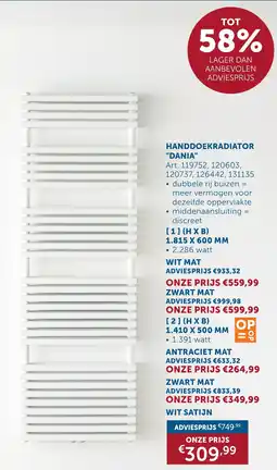 Zelfbouwmarkt Handdoekradiator Dania aanbieding