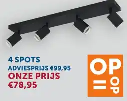 Zelfbouwmarkt Opbouwspot zwart 4 spots aanbieding
