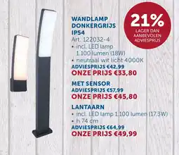 Zelfbouwmarkt Wandlamp donkergrijs IP54 aanbieding