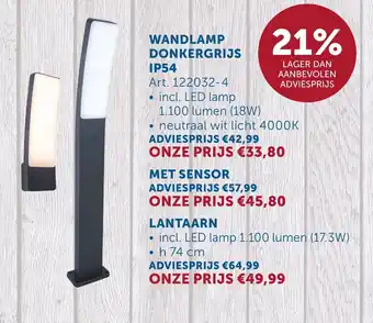 Zelfbouwmarkt Wandlamp donkergrijs IP54 aanbieding