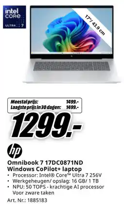 MediaMarkt HP Omnibook 7 17DC0871ND Windows CoPilot+ laptop aanbieding