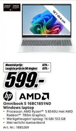 MediaMarkt HP Omnibook 5 16BC1851ND Windows laptop aanbieding