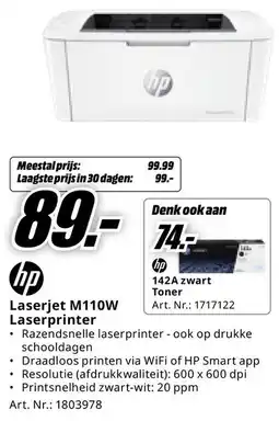 MediaMarkt HP Laserjet M110W Laserprinter aanbieding
