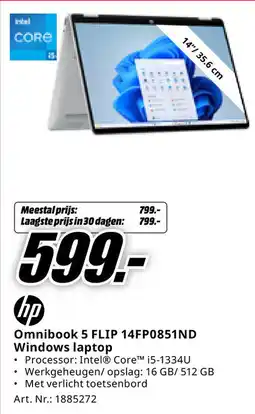 MediaMarkt HP Omnibook 5 FLIP 14FP0851ND Windows laptop aanbieding