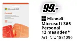MediaMarkt Microsoft 365 Personal 12 maanden aanbieding