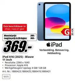 MediaMarkt iPad A16 (2025) - Blauw aanbieding